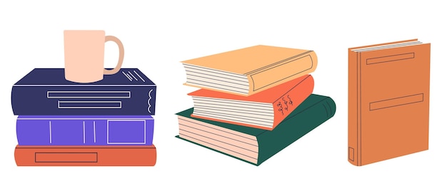 Vector books in doodle style isolated vector