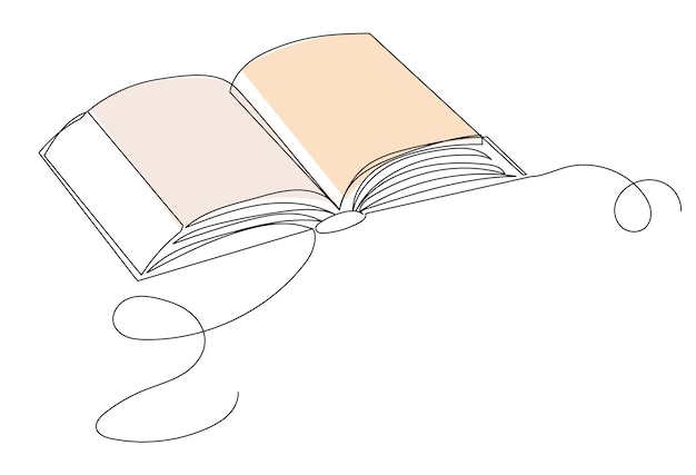 Books drawing by one continuous line isolated vector