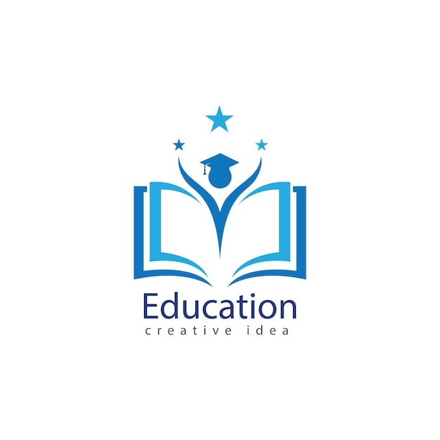 Books and Graduates Icon Vector Education Logo Template