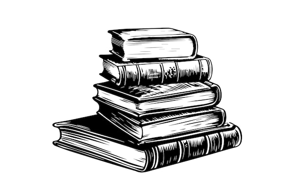 Books Hand drawn illustration in sketch style