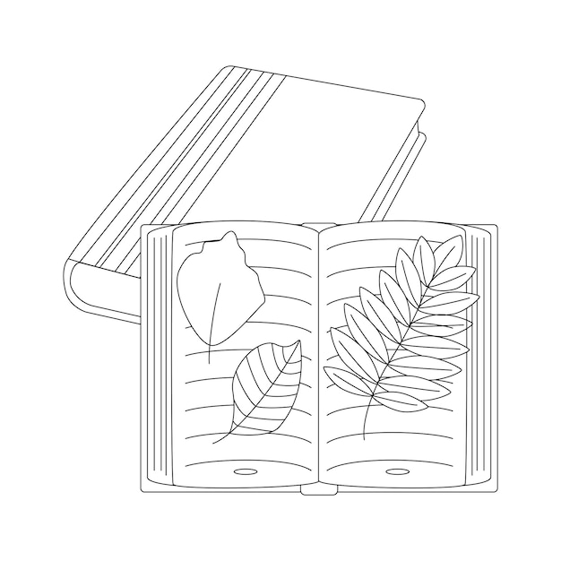 Vector books hello autumn autumn season element icon line art