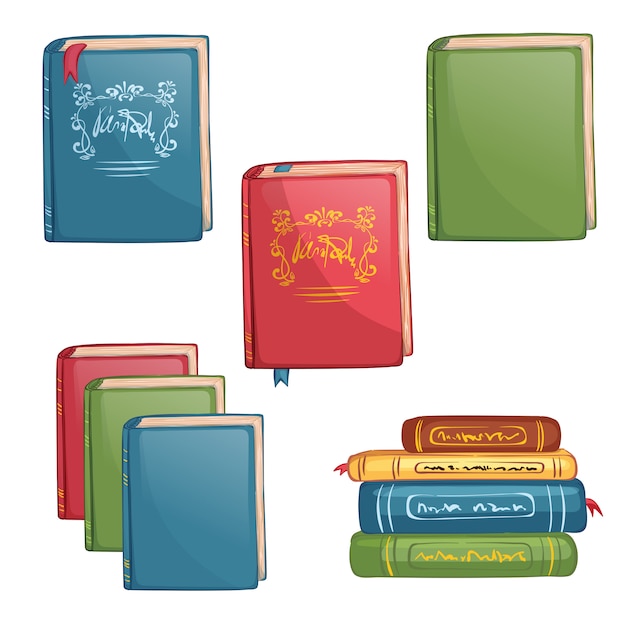 Books icons set. school supplies isolated