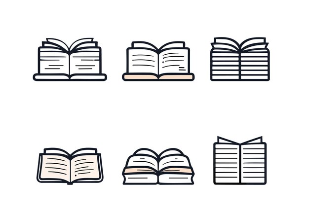 Tratto modificabile della linea vettoriale delle icone dei libri