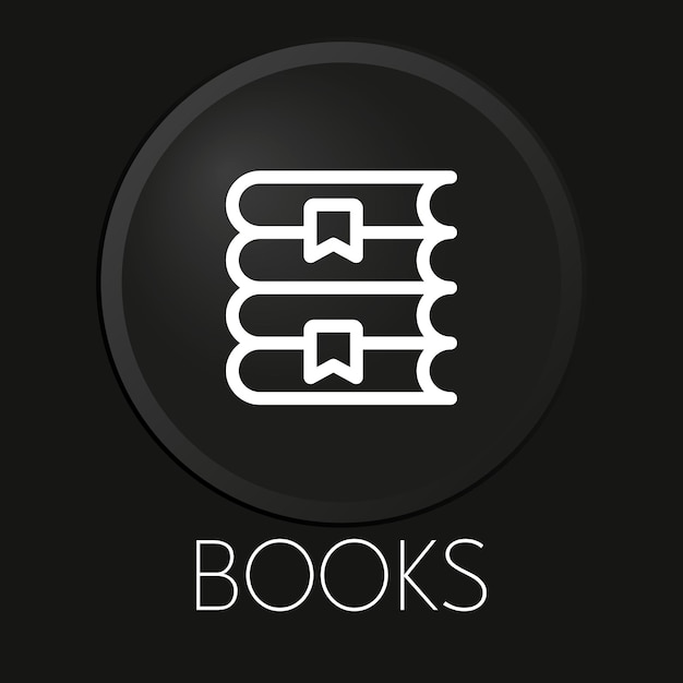 Books minimal vector line icon on 3D button isolated on black background Premium Vector