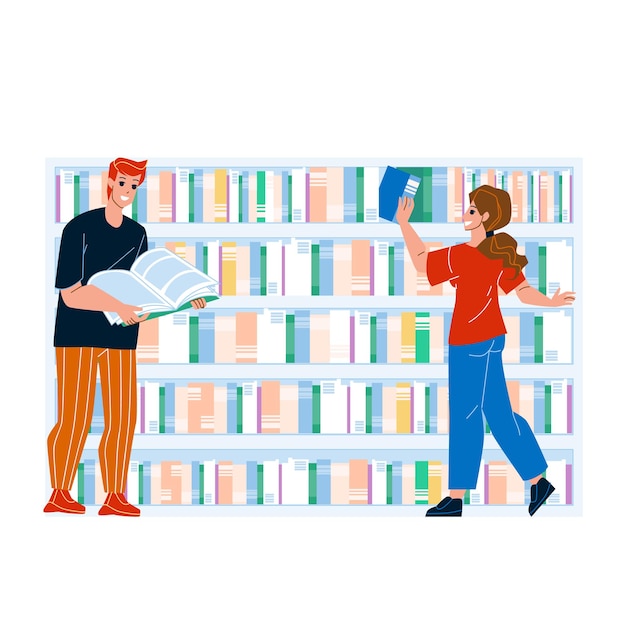 Books Rack Library Furniture With Shelves Vector