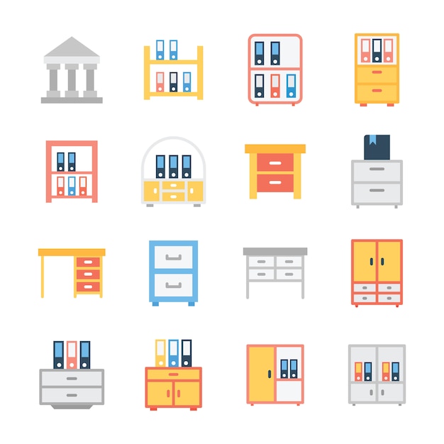 Books racks flat vector pack