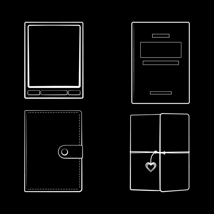 Vector books set of four books white