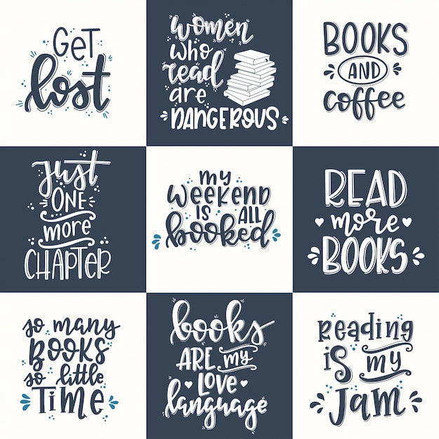 Books set Hand drawn typography poster. Conceptual handwritten phrase T shirt hand lettered calligraphic design. Inspirational vector