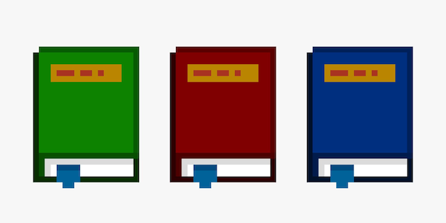 Books set pixel art