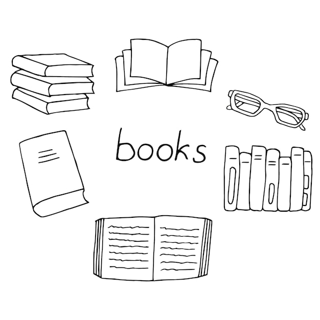 Vector books set vector illustration hand drawing doodles
