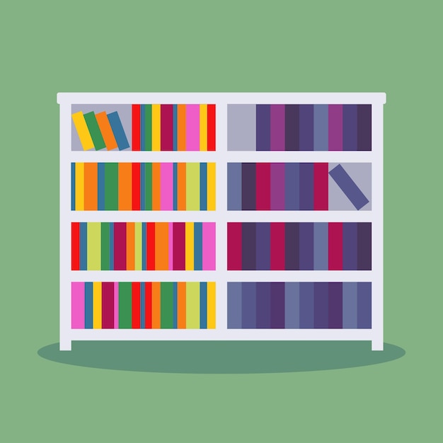 Vector bookshelf flat vector illustration