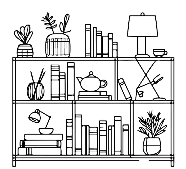 Bookshelf furniture line icon vector bookshelf furniture