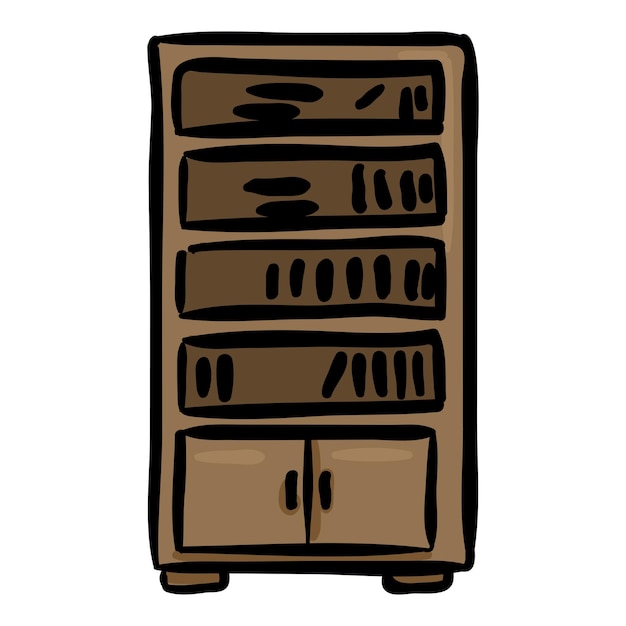 Vector bookshelf hand drawn doodle icon