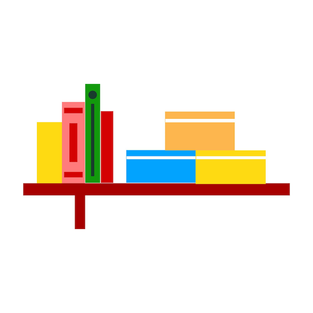 Bookshelf icon Flat illustration of bookshelf icon for web design resources graphic element design