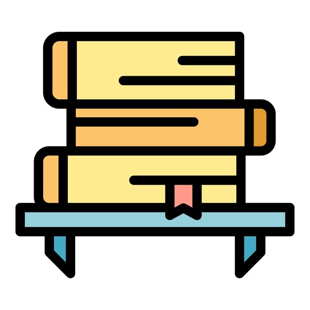 Vector bookshelf icon outline bookshelf vector icon color flat isolated