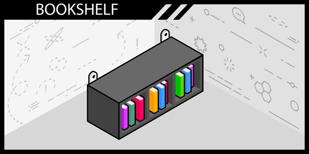 Bookshelf isometric design icon Vector web illustration 3d colorful concept