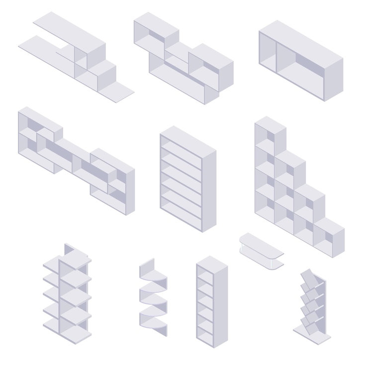 Vector bookshelf isometric