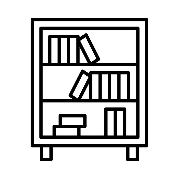 Vector bookshelf line illustration