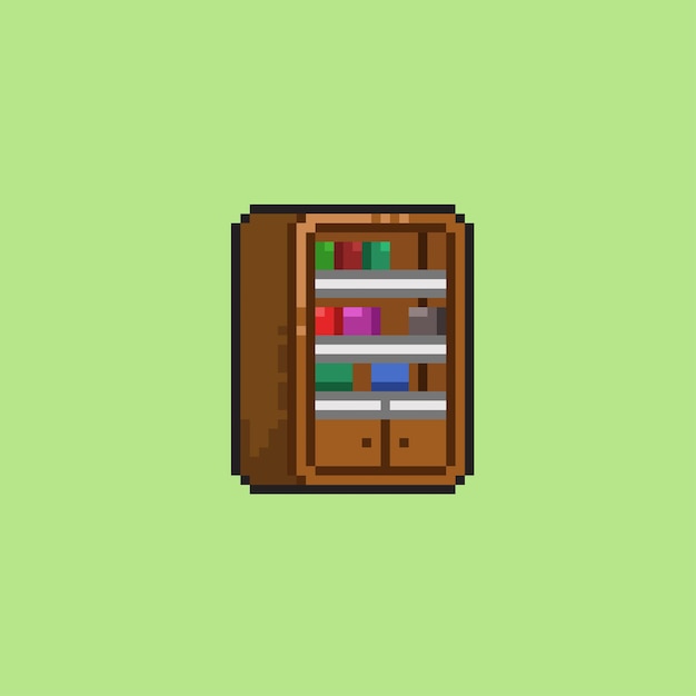 Bookshelf in pixel art style