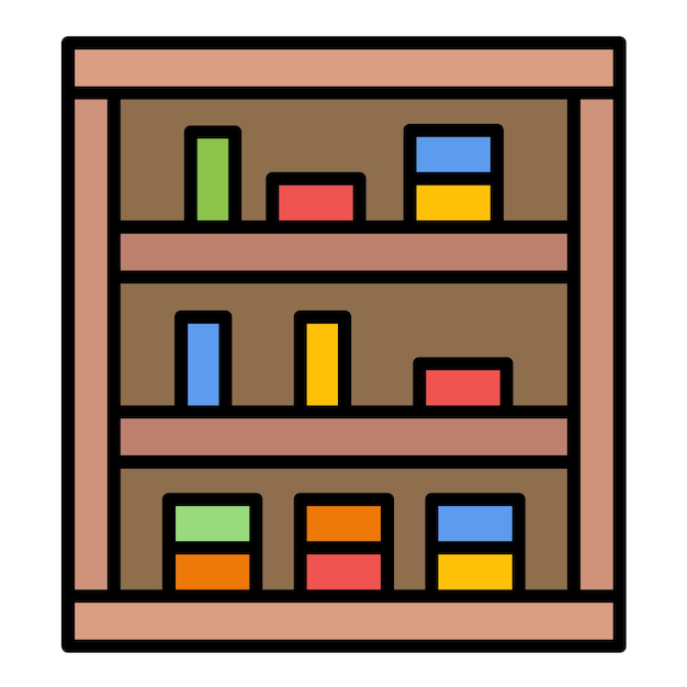 Bookshelf vector illustration style