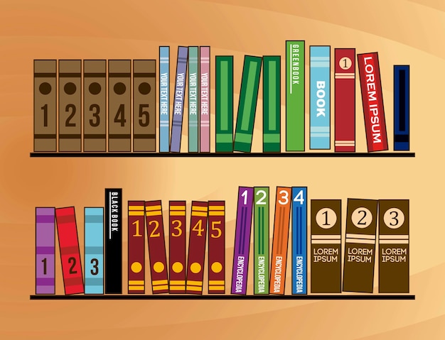 Bookshelf of wooden with books vector illustration