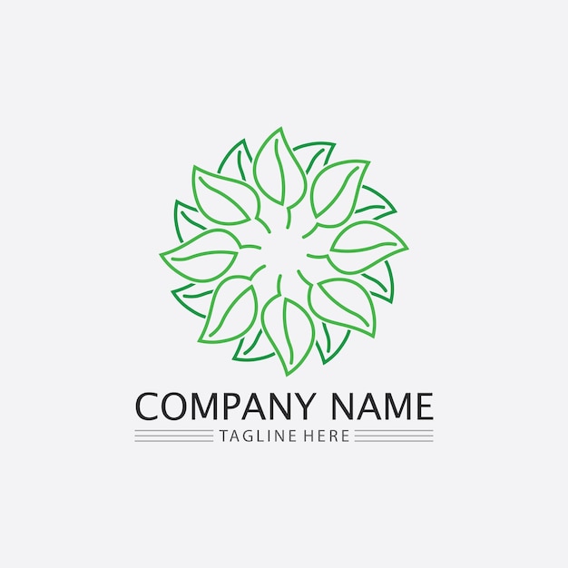 Boom blad vector en groen logo ontwerp vriendelijk concept