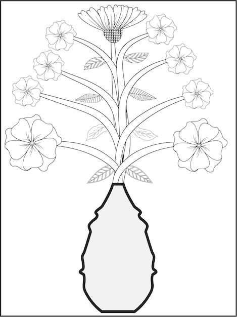 Boom bloem kleurplaat. handgetekende bloemen, kleurplaat voor volwassenen. Beste bloem kleurplaat.