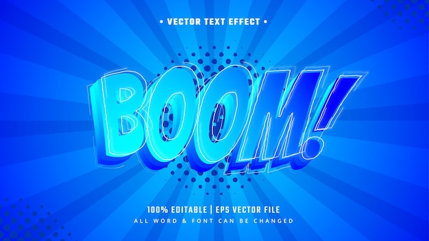 Vector boom cartoon 3d text style effect. editable illustrator text style.
