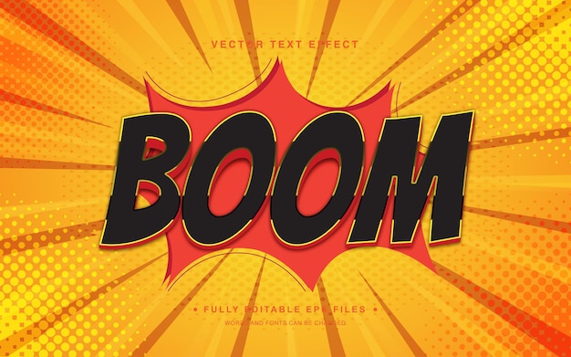 Vector boom cartoon editable text effect