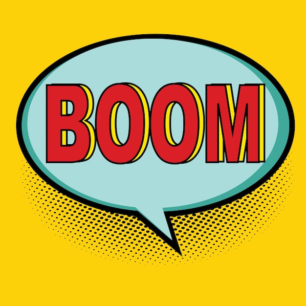 Boom. comic book sound effect, speech bubble in pop art style. comic book background template