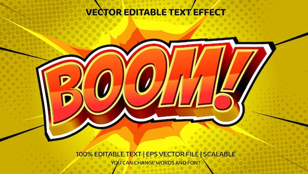 Vector boom comic editable text effect