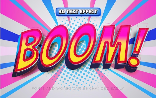 Boom comic style 3d editable text effect