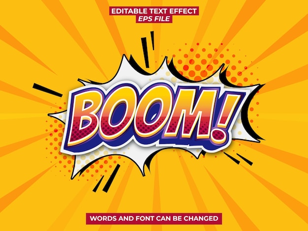 Boom comic style text effect font editable typography vector template