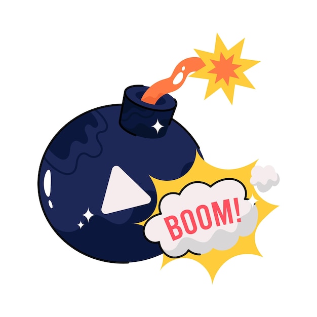 Boom doodle vector filled outline Sticker EPS 10 file