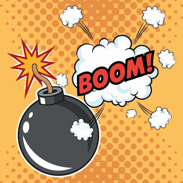 Vector boom explosion pop art comic design