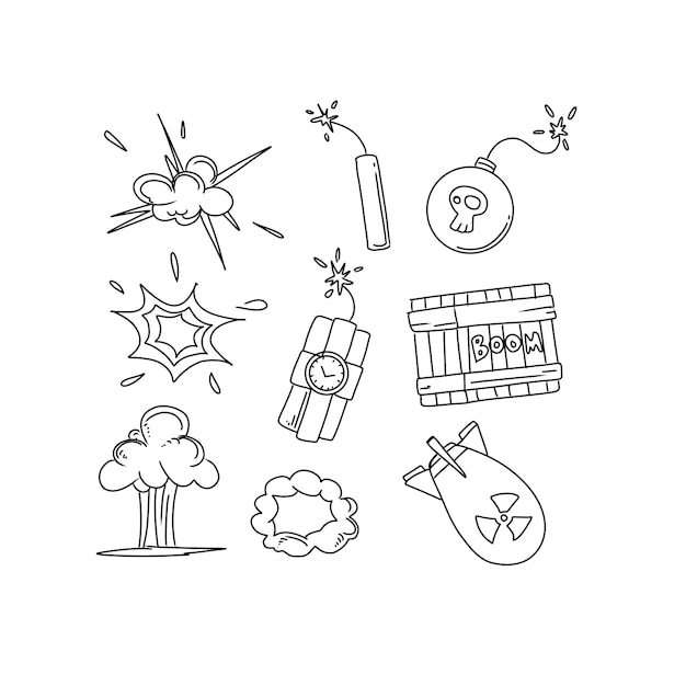 boom hand drawn doodle illustrations vector set