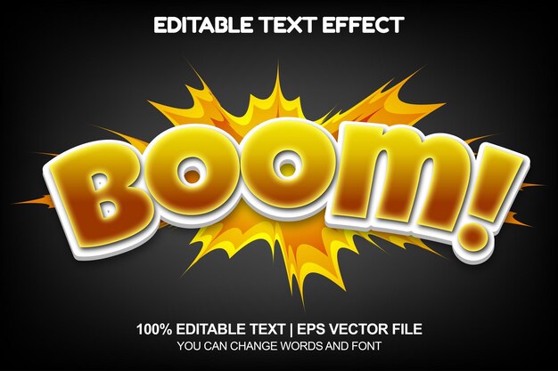 Vector boom komisch bewerkbaar tekststijleffect