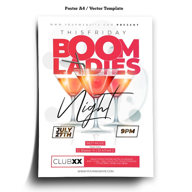 Modello del manifesto di boom ladies night