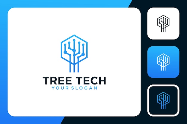 boom met technologie logo ontwerp pictogram vectorillustratie