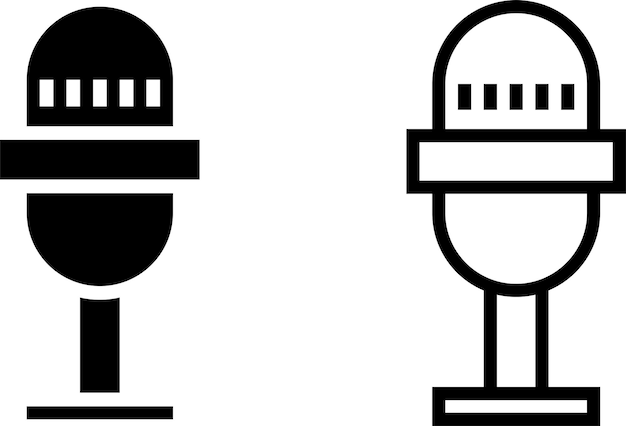 boom microphone icon sign or symbol in glyph and line style isolated on transparent background