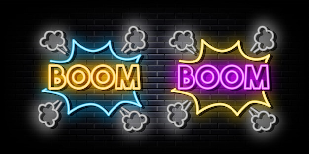 Boom neon tekst neon symbool