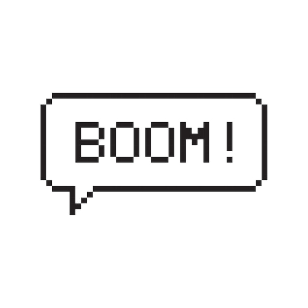 Boom pixel art lettering typography in speech bubble