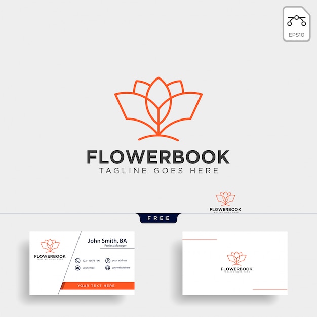 Boom, plant en bloem boek onderwijs lijn logo sjabloon