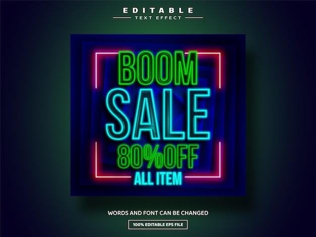 Vector boom sale 3d editable text effect template