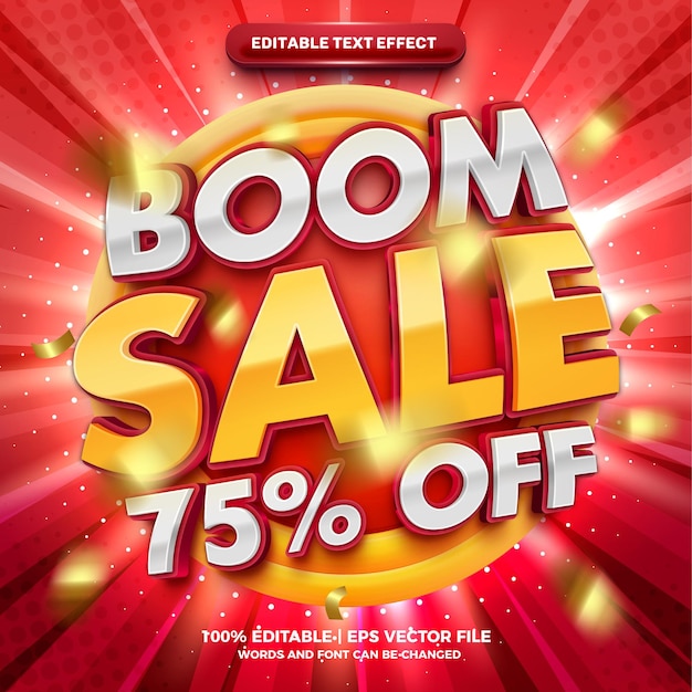 Boom Sale Promo bold 3d editable text effect