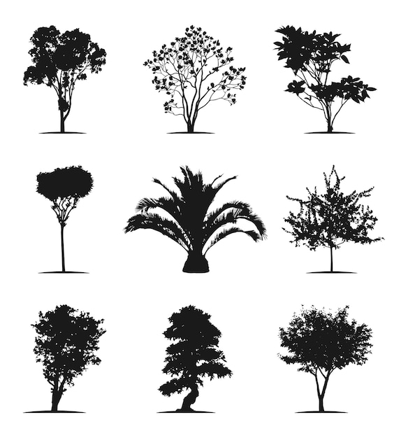 boom silhouet zwarte boom illustratie