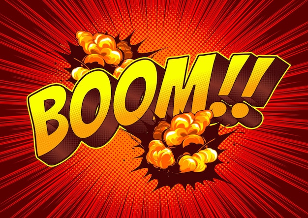 Boom speech bubble comic background.