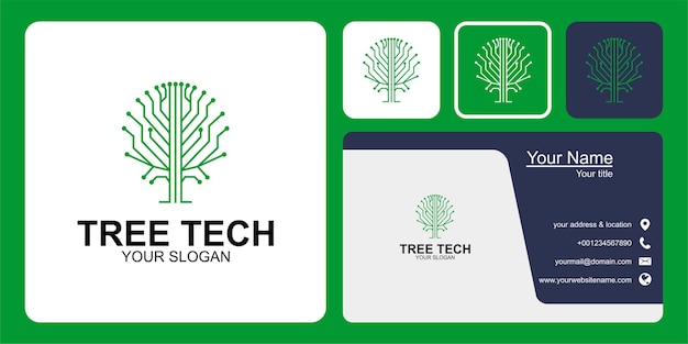 Boom tech logo ontwerp en visitekaartje