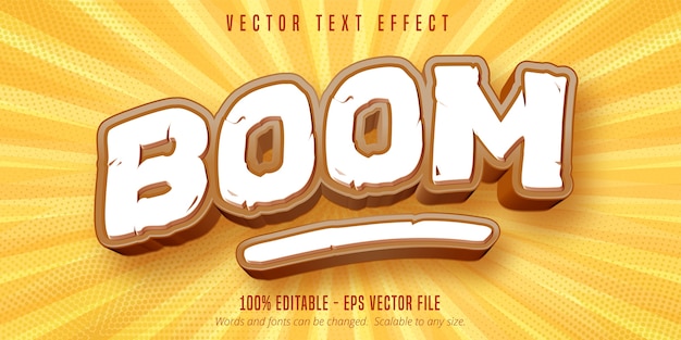 Vettore boom text, effetto di testo modificabile in stile gioco
