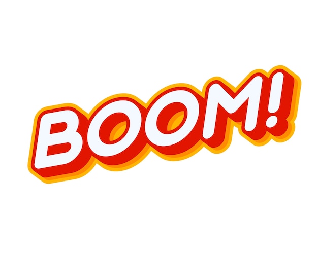 Надпись Boom Top фраза изолирована на белом красочном текстовом векторе дизайна Текст или надписи на английском языке Современный и креативный дизайн имеет красный оранжевый желтый цвет